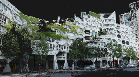 Extrait de l’œuvre immersive « Hétérotopia, les espaces rêves du Grand Paris », composée de paysages urbains futuristes et colorés
