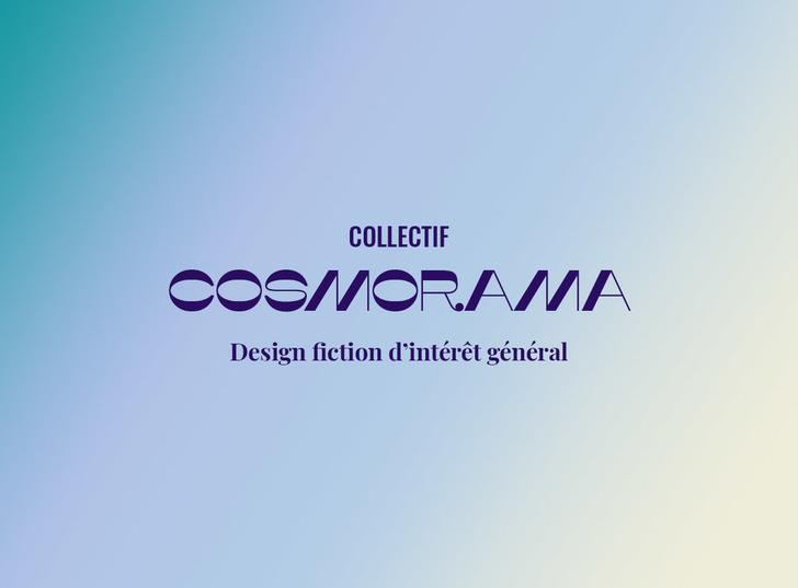 Logo du Collectif Cosmorama sur fond bleu  