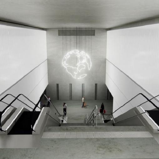 Mona Hatoum proposal for Gare Le Bourget Aéroport, 3D renders, February 2021